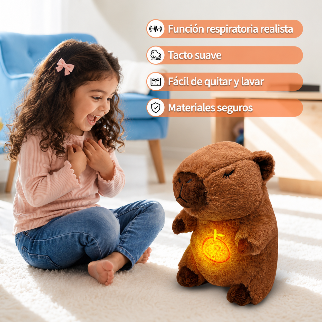 Funda lavable del capibara peluche antiestrés con sonidos relajantes